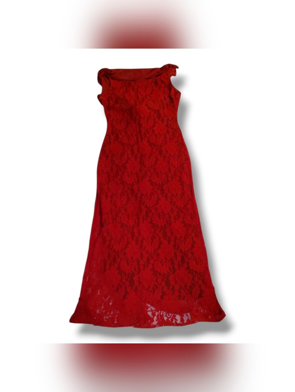 NY Collection Red Lace Sleeveless Maxi Gown